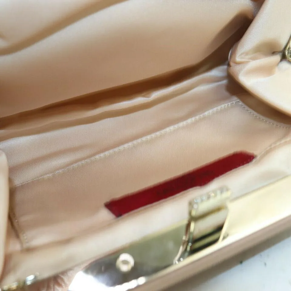 Valentino Pink Satin Clutch on Chain Crystal Evening Bag 863348