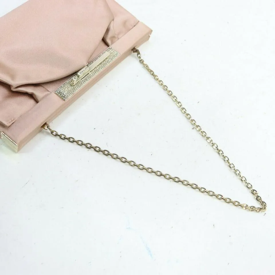 Valentino Pink Satin Clutch on Chain Crystal Evening Bag 863348