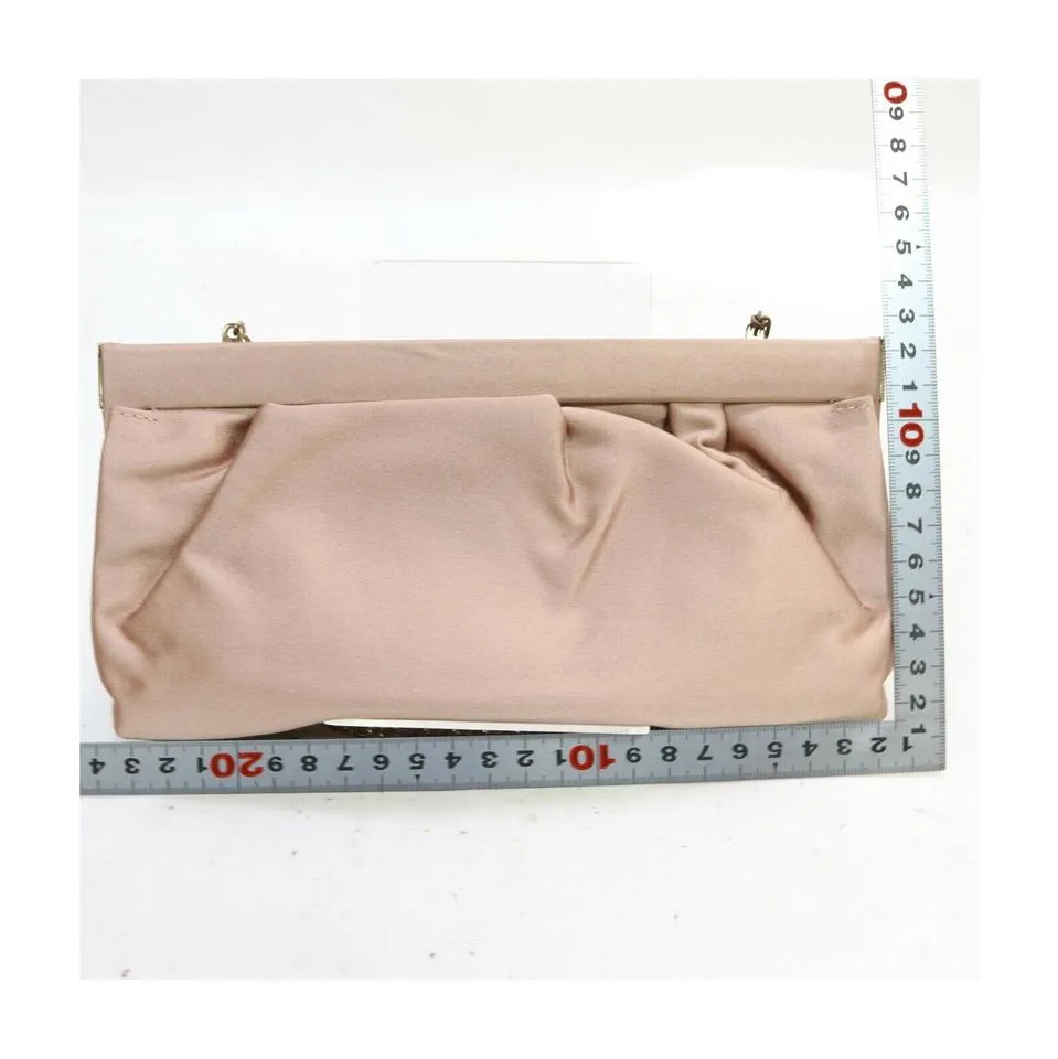 Valentino Pink Satin Clutch on Chain Crystal Evening Bag 863348