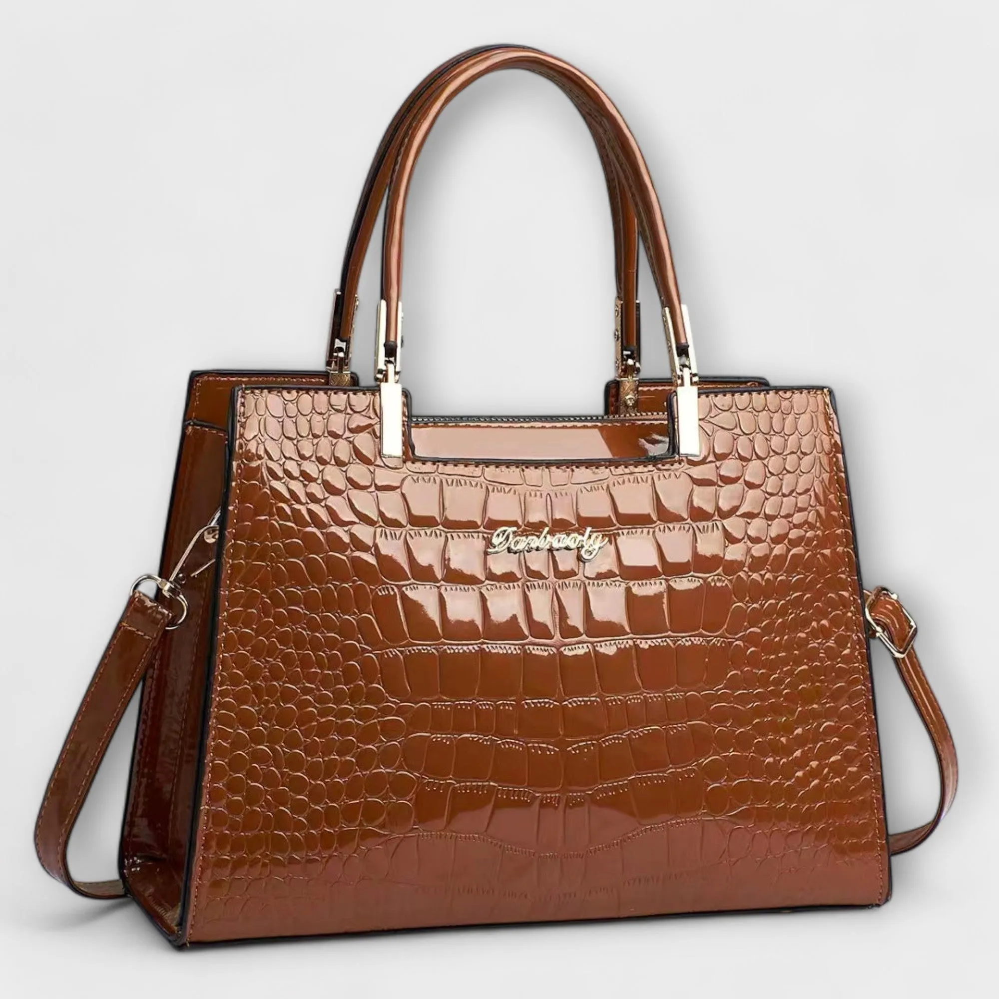 Vera - Glossy Crocodile Patterned Handbag