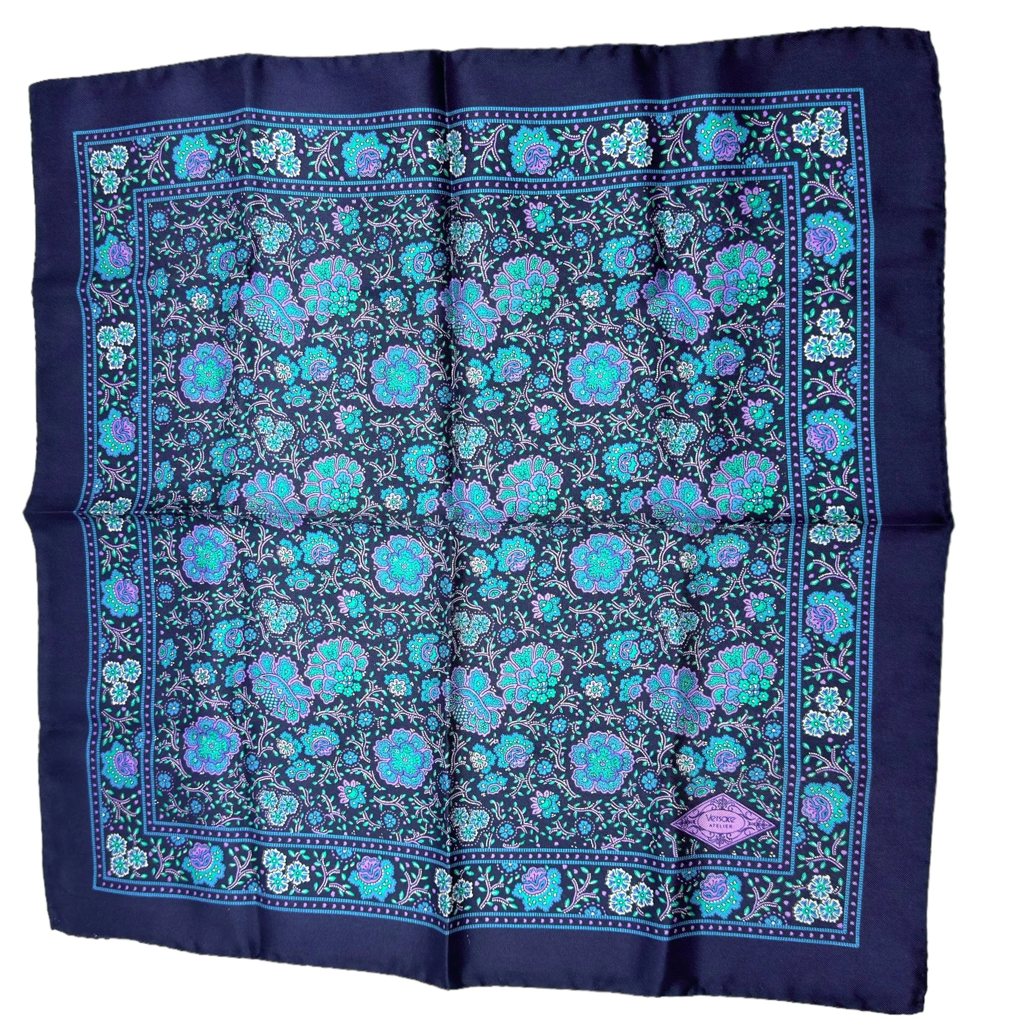 VERSACE Atelier Floral Paisley Silk Scarf/Neckerchief - Blue