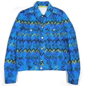 Versace Jeans Blue Patterned Trucker Jacket Size 48