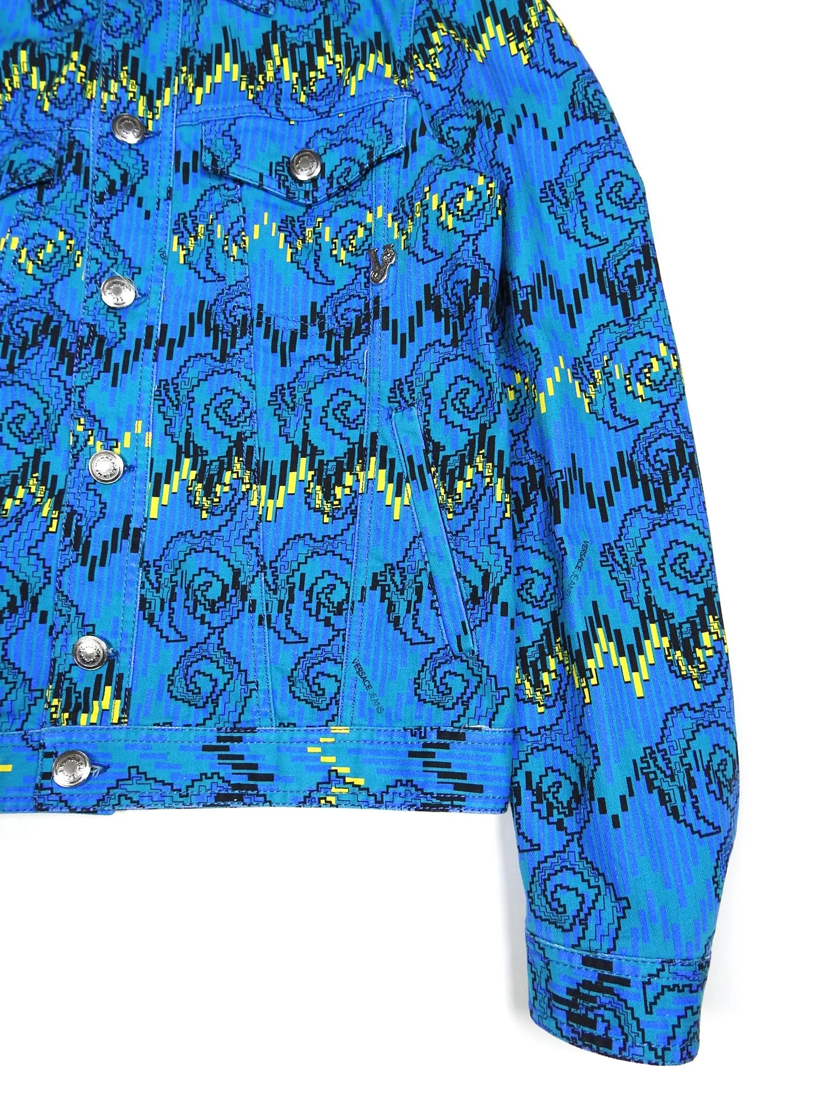Versace Jeans Blue Patterned Trucker Jacket Size 48