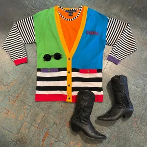 Vintage 80s 90s IB Diffusion Colorblock Cardigan and tank set // Size Medium (HT2399)
