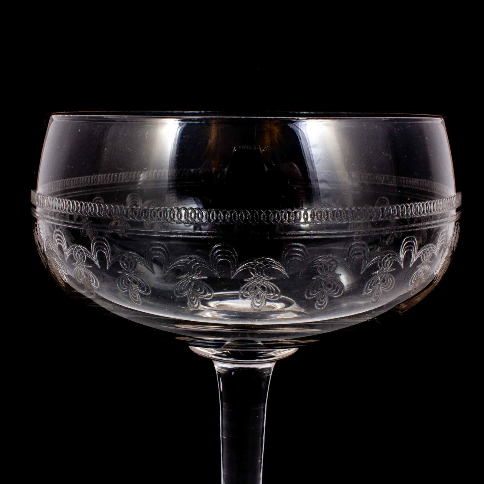 Vintage French Engraved Crystal Coupes | Set of 5