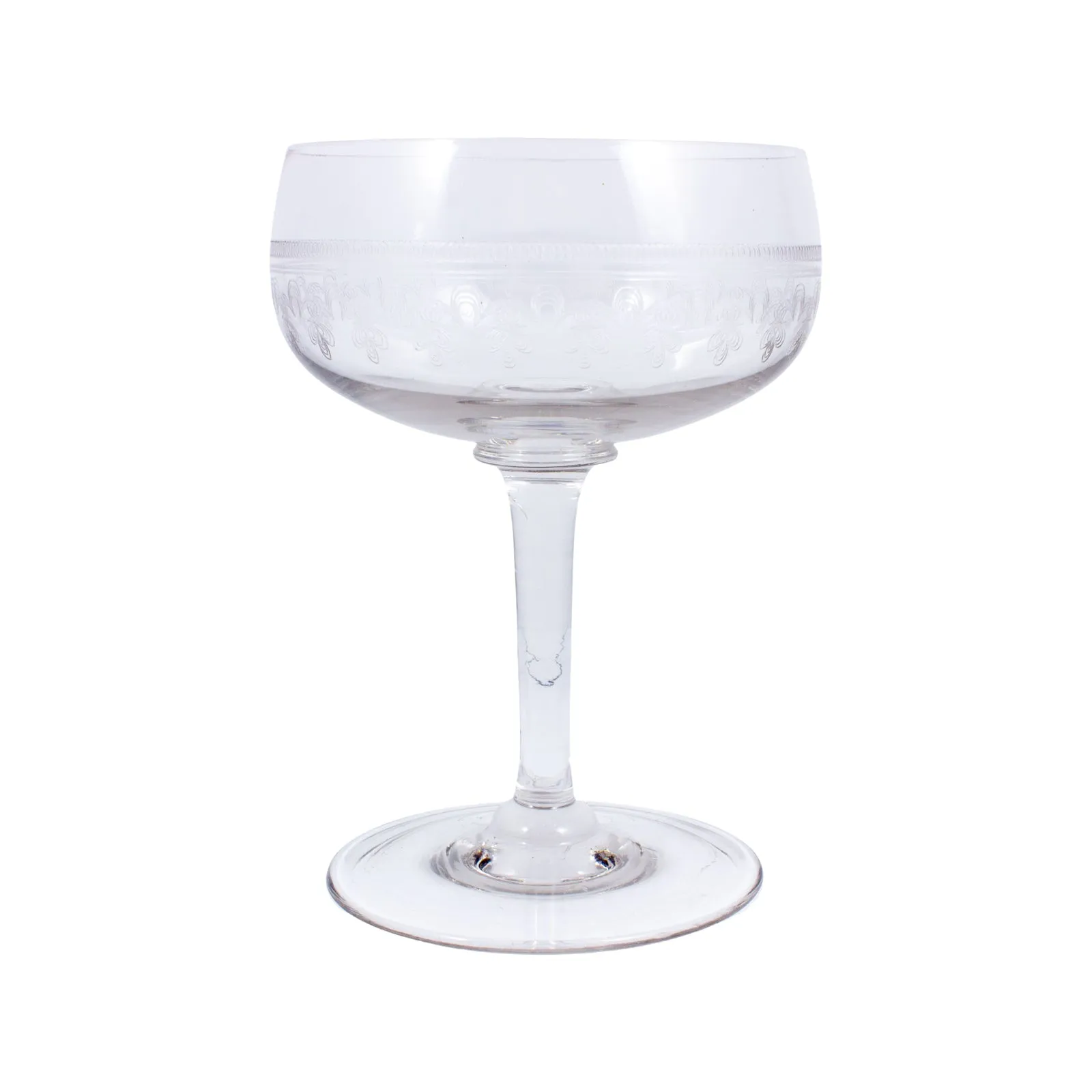 Vintage French Engraved Crystal Coupes | Set of 5