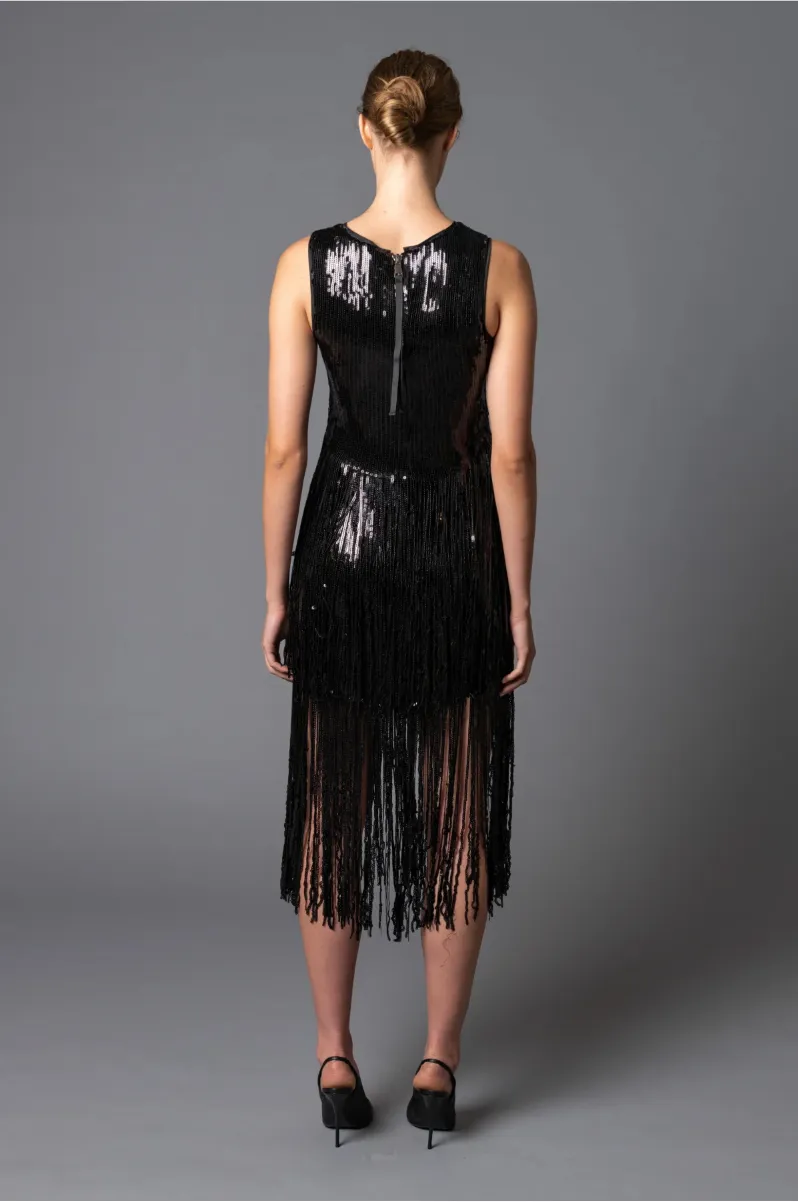 VOLCANIC GLASS SKIRT IN GLASS FRINGE