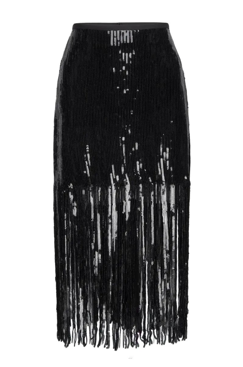VOLCANIC GLASS SKIRT IN GLASS FRINGE