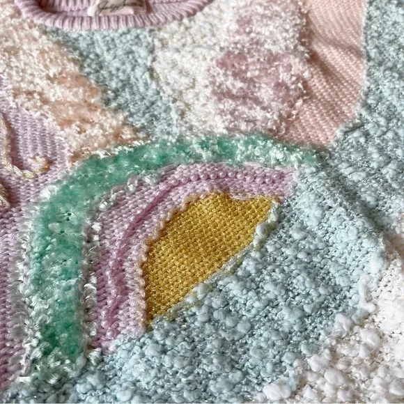 VTG 80s Jaclyn Smith Sweater Pastel Lilac Beaded Fairy Barbiecore Pearl Beads M