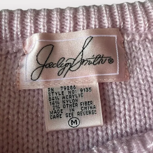 VTG 80s Jaclyn Smith Sweater Pastel Lilac Beaded Fairy Barbiecore Pearl Beads M