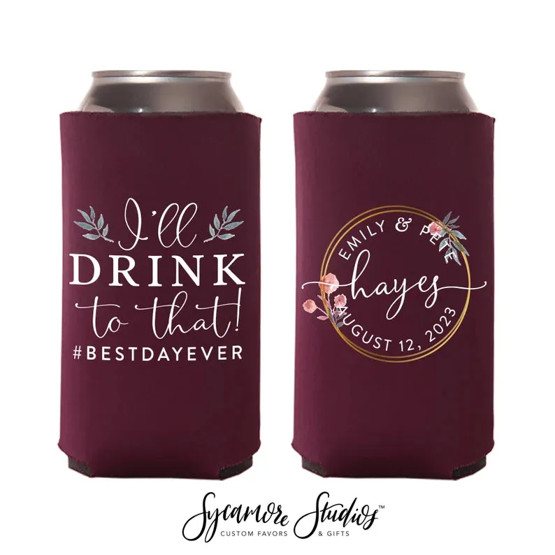 Wedding Regular & Slim Can Cooler Package #7FRS - Full Color - I'll Drink to That