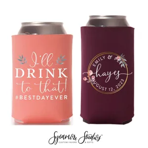 Wedding Regular & Slim Can Cooler Package #7FRS - Full Color - I'll Drink to That
