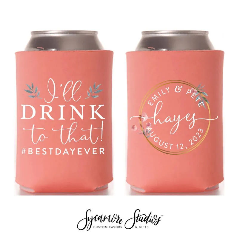 Wedding Regular & Slim Can Cooler Package #7FRS - Full Color - I'll Drink to That