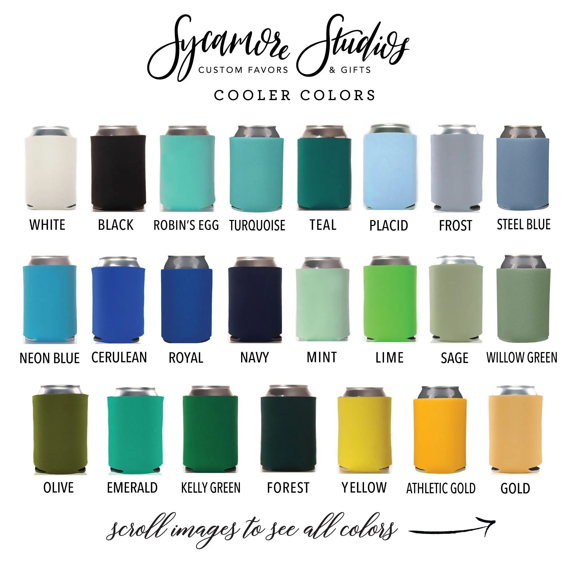 Wedding Regular & Slim Can Cooler Package #9FRS - Full Color - Custom Watercolor Venue