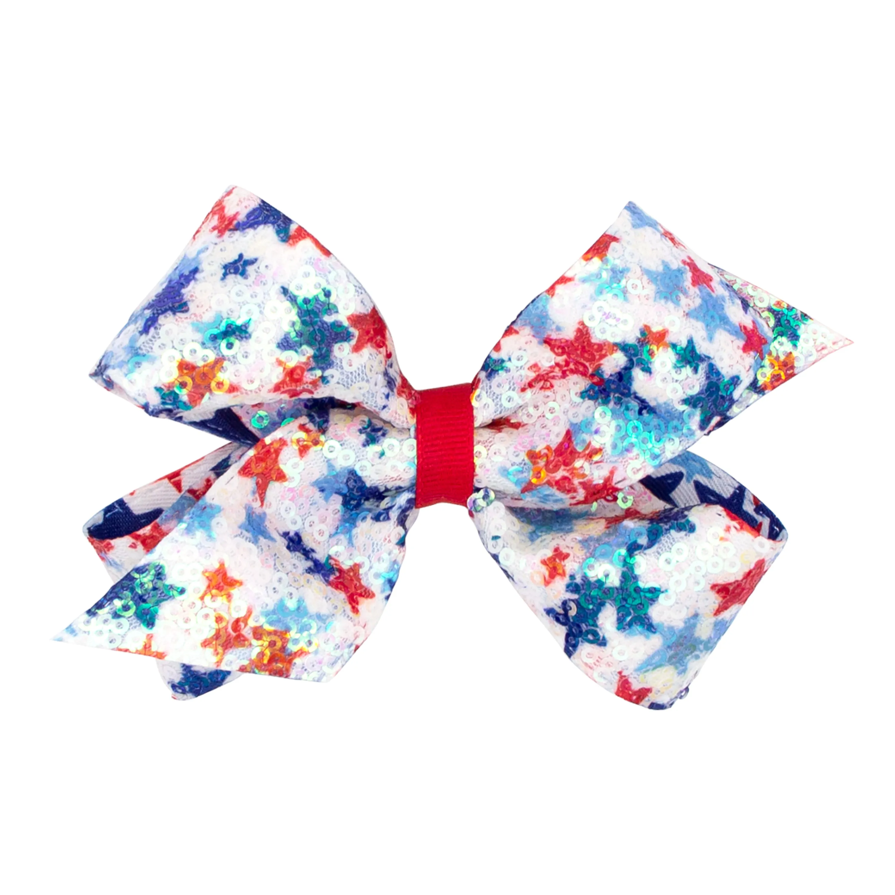 Wee Ones Star Print Sequin Hair Bow on Clippie