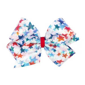 Wee Ones Star Print Sequin Hair Bow on Clippie
