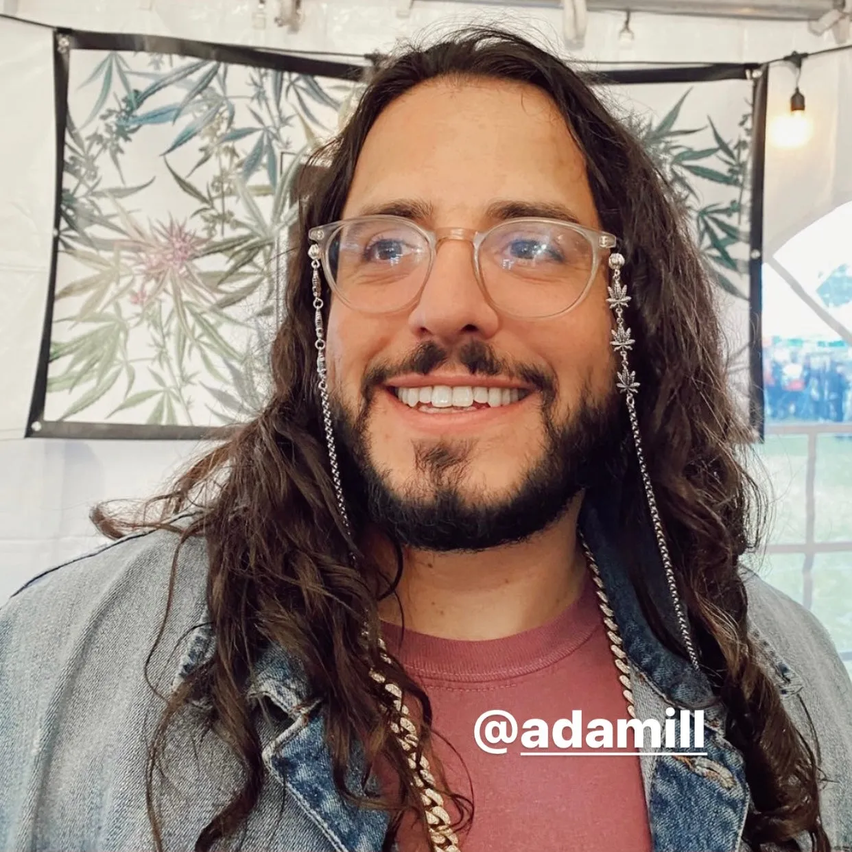 Weed Leaf Glasses Chain - Silver
