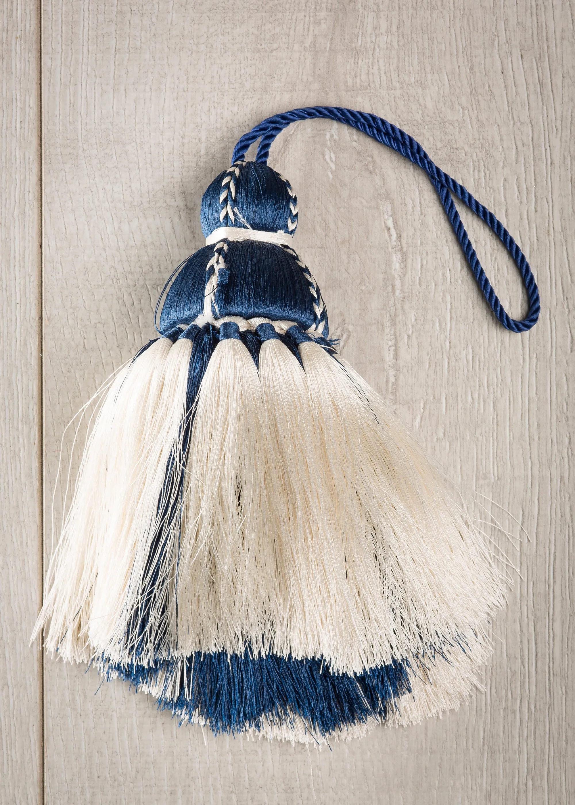 White & Navy Tassel, Trellis Home Tassels & Trims Collection with Pyar&Co.