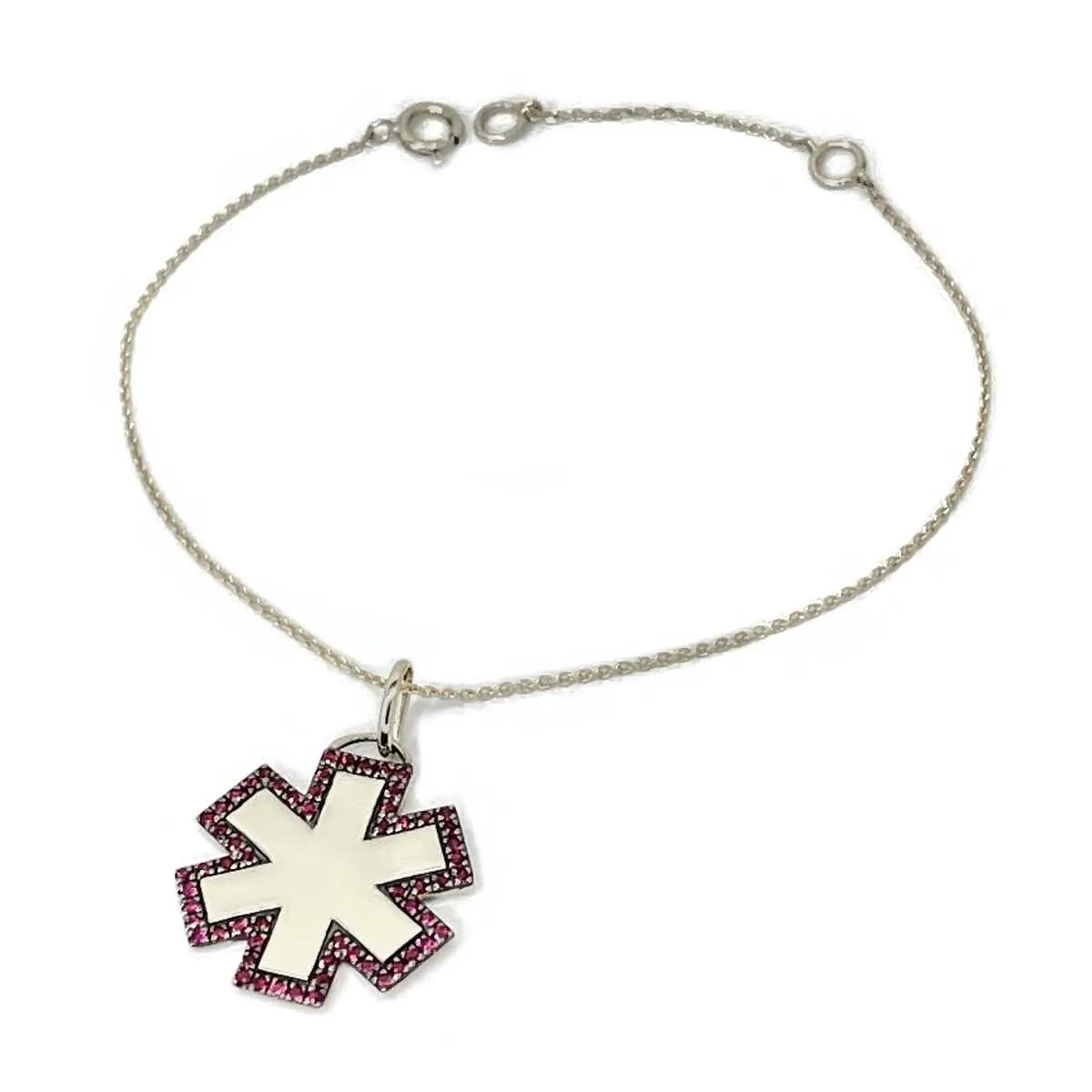 White Gold Cable Chain Bracelet for Medical ID