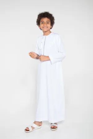 White|Silver Kids Habeel Thobe