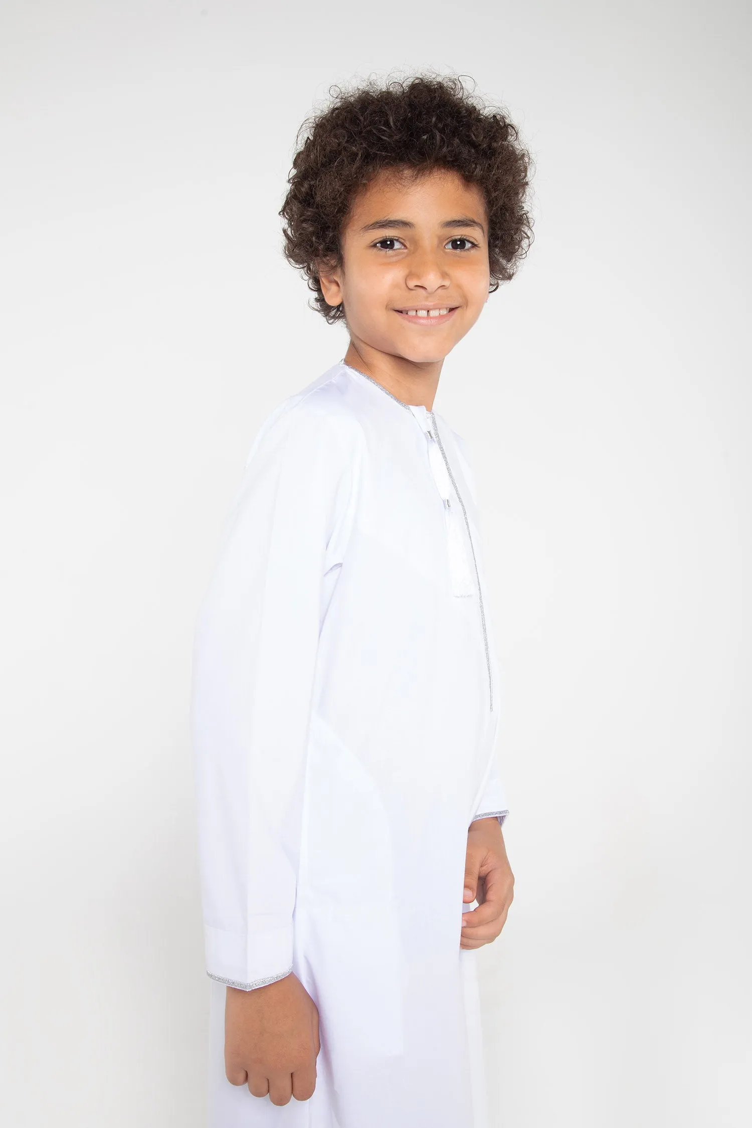 White|Silver Kids Habeel Thobe