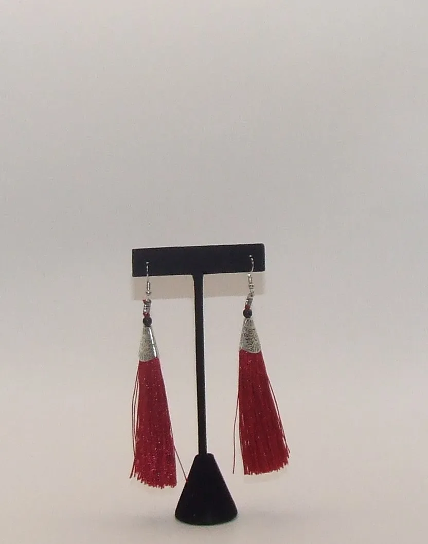 Women Silk Tassel Drop Earrings