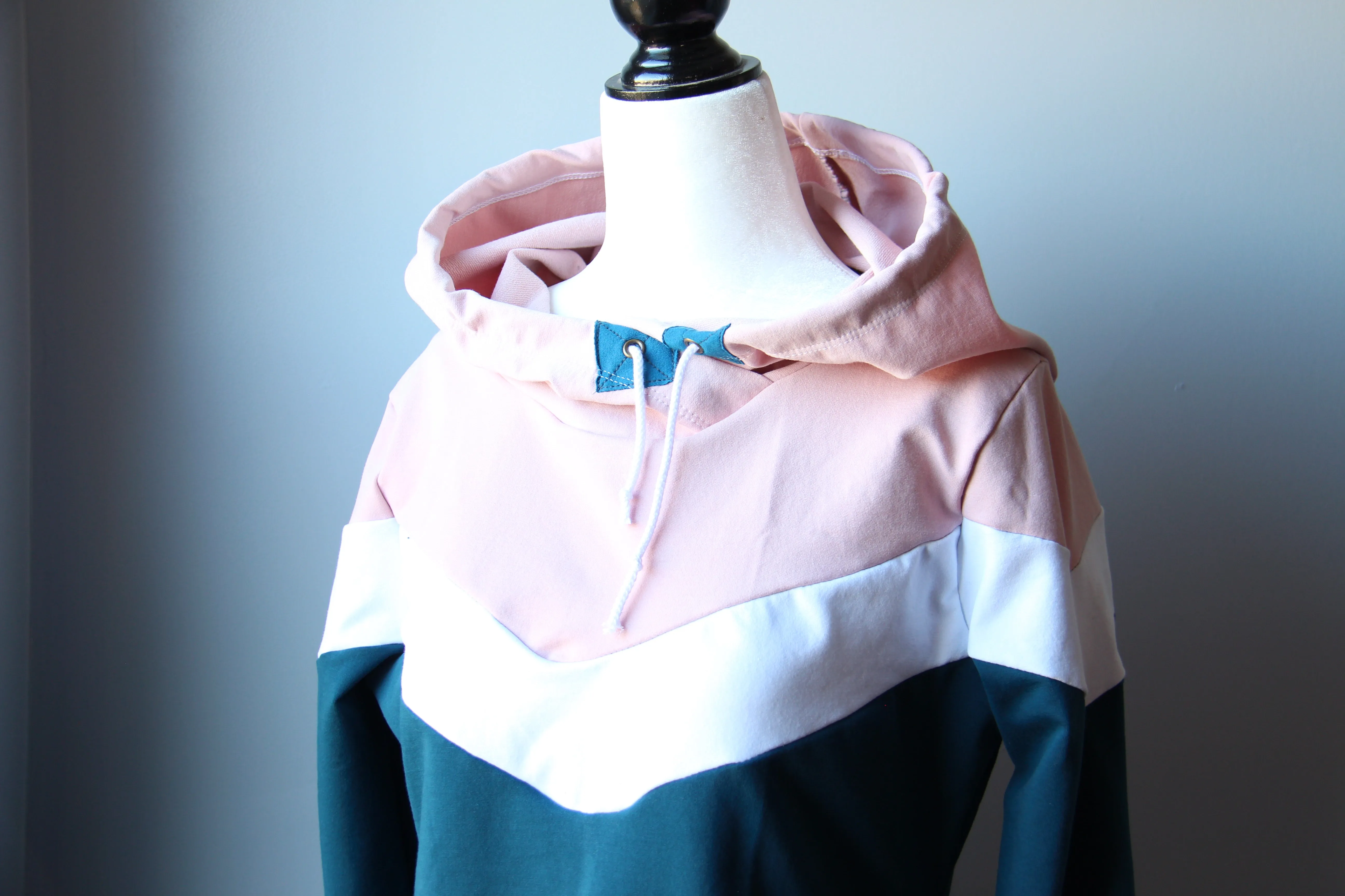 Women's Chevron Hoodie - Steel Blue / Charcoal / Navy