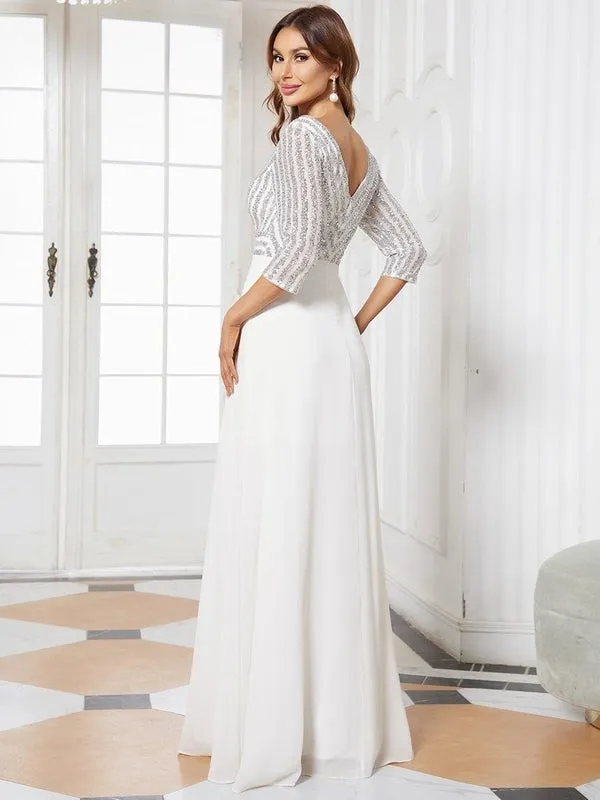 Yara sequin and chiffon wedding dress in ivory Express NZ Wide