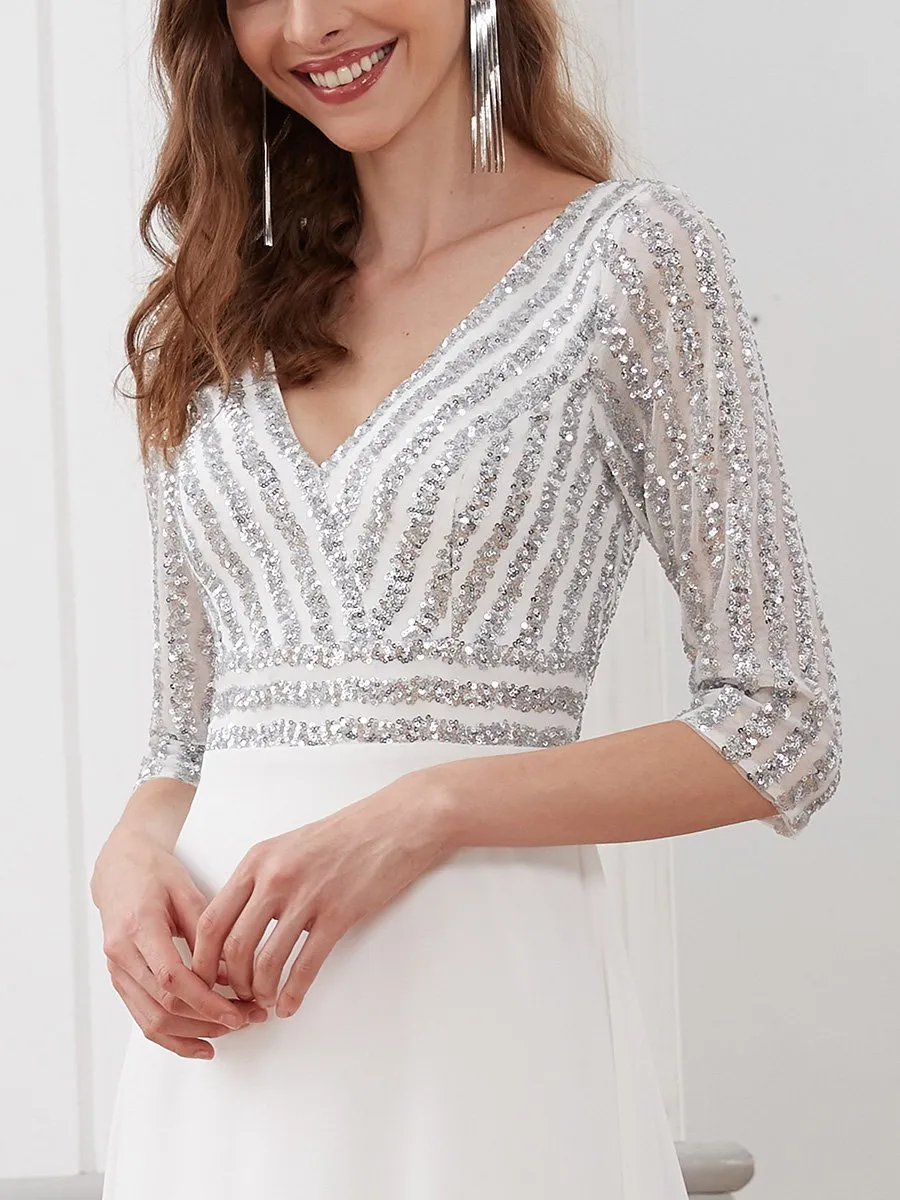 Yara sequin and chiffon wedding dress in ivory Express NZ Wide