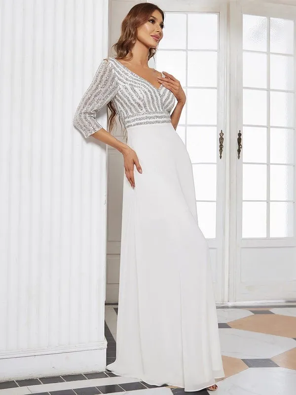 Yara sequin and chiffon wedding dress in ivory Express NZ Wide