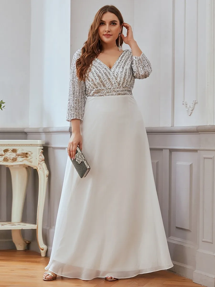 Yara sequin and chiffon wedding dress in ivory Express NZ Wide