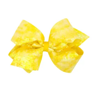 Yellow Tie Dye Ombre Print Sequin Hair Bow on Clippie