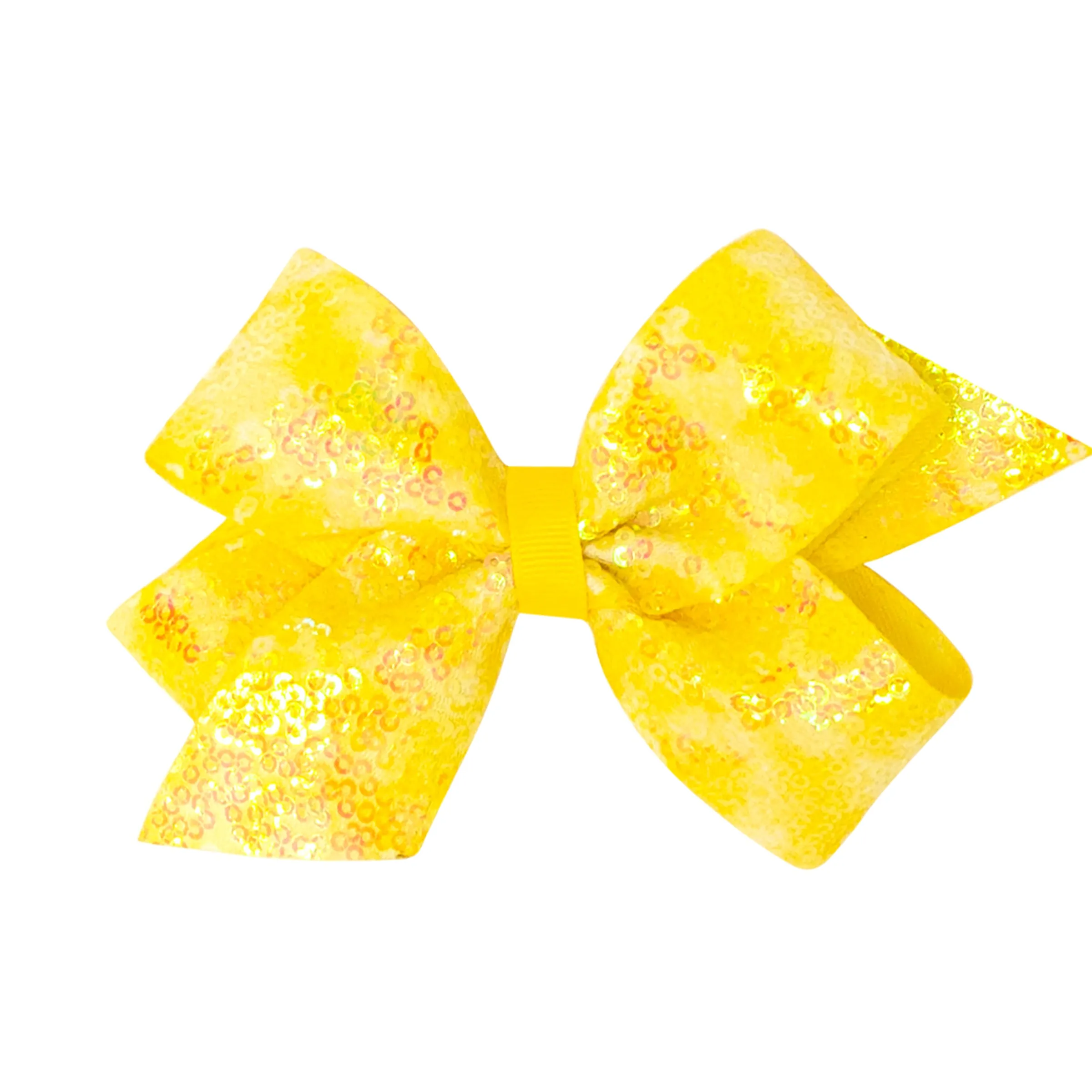Yellow Tie Dye Ombre Print Sequin Hair Bow on Clippie