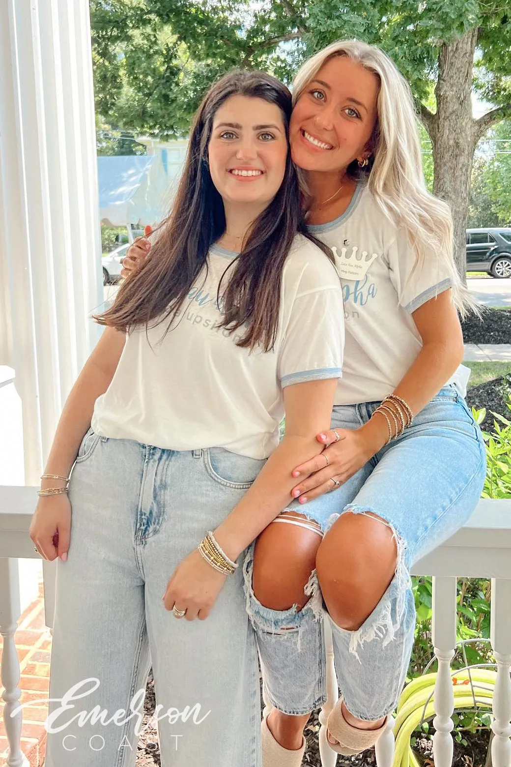 Zeta Tau Alpha Silver and Blue Double Ringer Tee