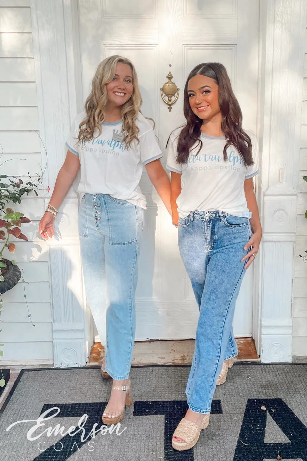 Zeta Tau Alpha Silver and Blue Double Ringer Tee