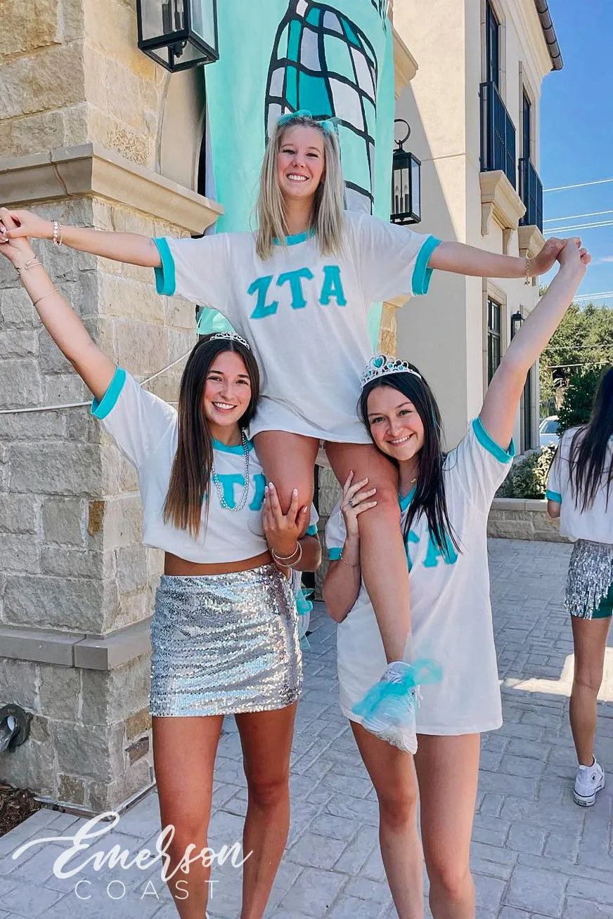 Zeta Tau Alpha Turquoise Colorblock Ringer
