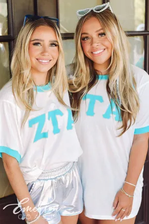 Zeta Tau Alpha Turquoise Colorblock Ringer