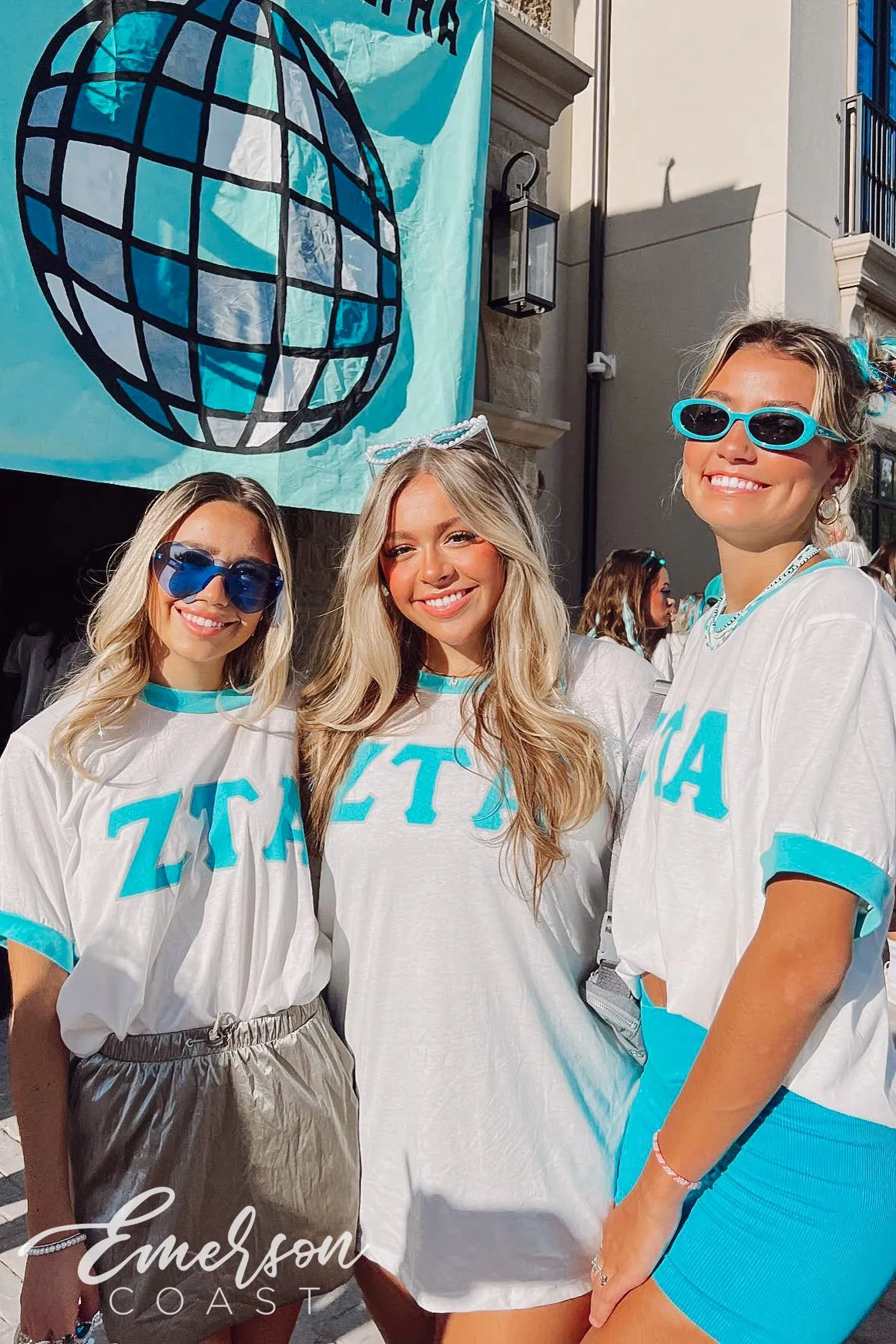 Zeta Tau Alpha Turquoise Colorblock Ringer