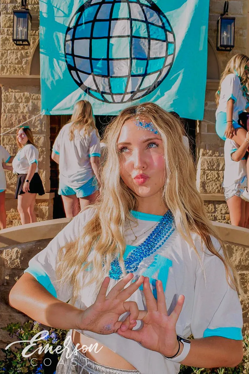 Zeta Tau Alpha Turquoise Colorblock Ringer