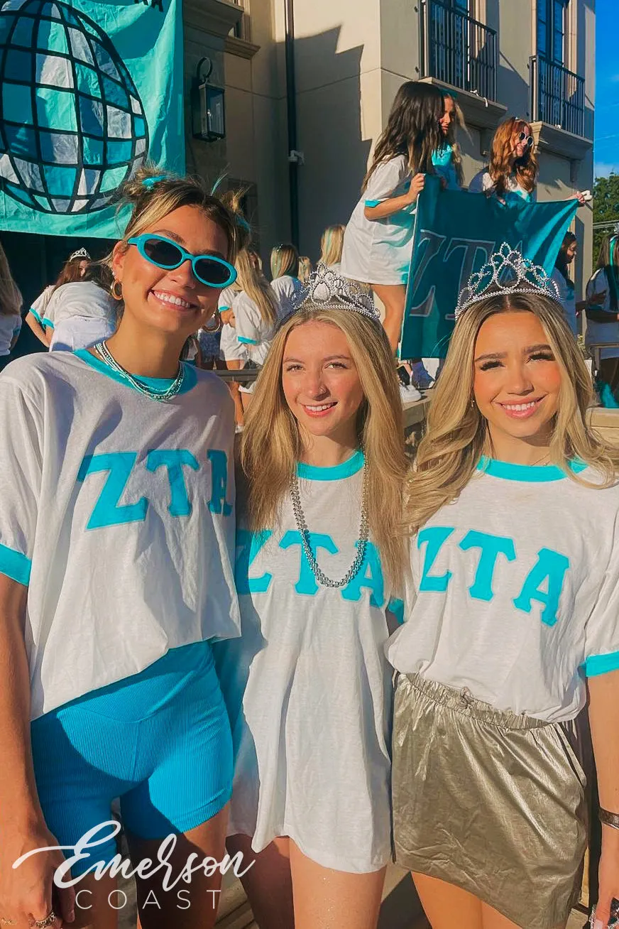 Zeta Tau Alpha Turquoise Colorblock Ringer
